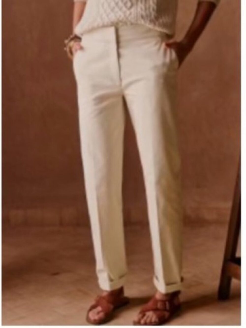 Sezane Milo Pants Ecru 7/8 length trousers 38/6